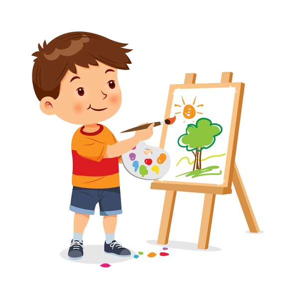 "Kid Sketching and Coloring"